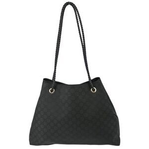 Gucci Vintage Open Shoulder Bag (Outlet) Gg Canvas With Leather Black Canvas